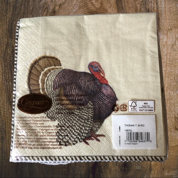 NEW in Package Lot of 4 Packages Caspari Thomas T. Byrd Thanksgiving Napkins - Picture 2 of 6